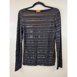 NWT Joe Fresh Holiday Sparkle Black Sequin Top Size S